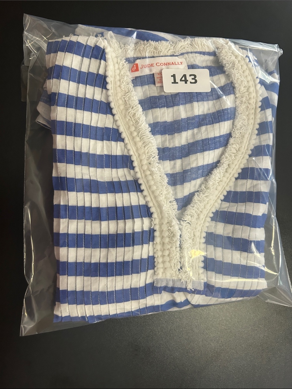 Jude Connally Blue & White Stripe Cotton Tunic Dress | XS | Coastal Resort #143 - Picture 9 of 9